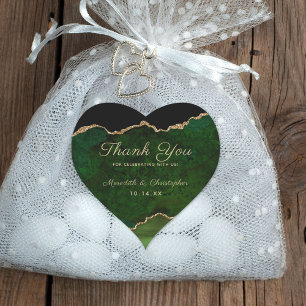 Sticker Cœur Emerald Green Or Agate Merci