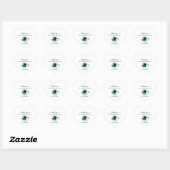 Sticker Cœur Emerald Green Roses Merci de mariage élégant (Feuille)