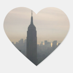 Sticker Cœur Empire State Building à crépuscule