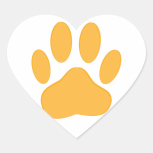 Sticker Cœur Empreinte de chien orange