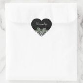 Sticker Cœur Empreinte de léopard animal Motif noir vert Bow (Sac)