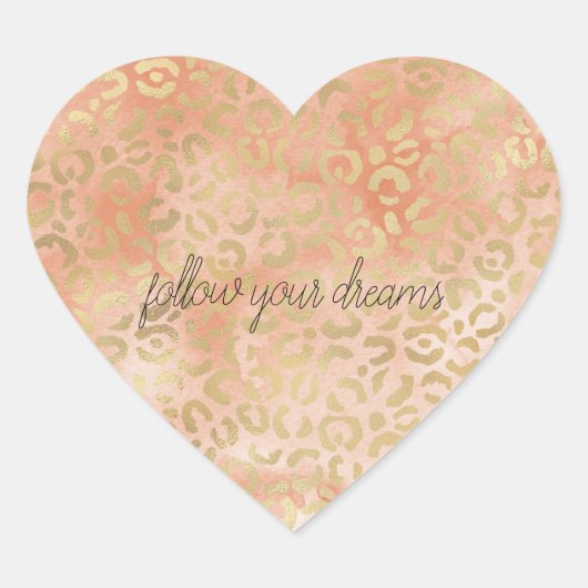 Sticker Cœur Empreinte de léopard d'aquarelle Rose Peach (Devant)
