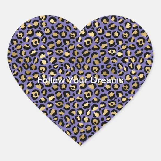 Sticker Cœur Empreinte de léopard Glam Gold Purple (Devant)