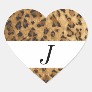 Sticker Cœur Empreinte de léopard J monogramme initiales marcha