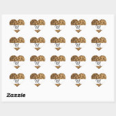 Sticker Cœur Empreinte de léopard M monogramme initiales marcha (Feuille)