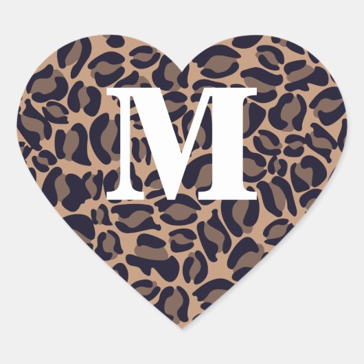 Sticker Cœur Empreinte de léopard Monogram Leopard Spots Jungle (Devant)