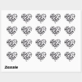 Sticker Cœur Empreinte de léopard noir et blanc (Feuille)