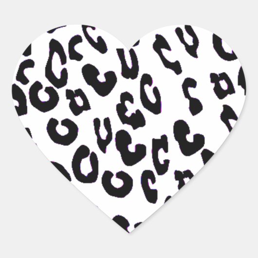 Sticker Cœur Empreinte de léopard noir et blanc (Devant)