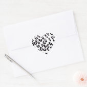 Sticker Cœur Empreinte de léopard noir et blanc (Enveloppe)