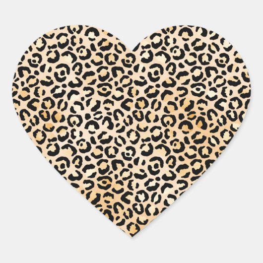 Sticker Cœur Empreinte de léopard noir Peach (Devant)