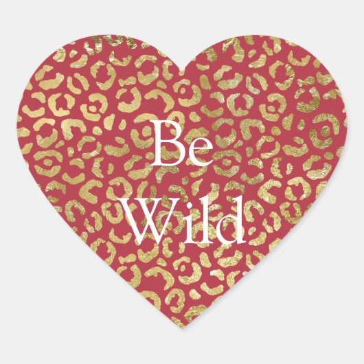 Sticker Cœur Empreinte de léopard Red Gold Glam (Devant)