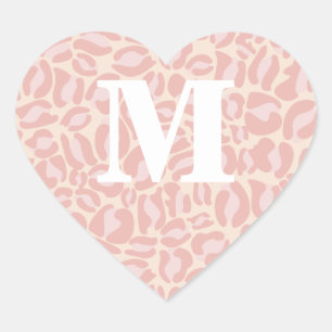 Sticker Cœur Empreinte de léopard rose Monogram Leopard Spots S