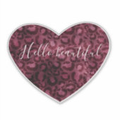 Sticker Coeur Empreinte de léopard rouge Bourgogne Belle c (Devant)