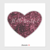 Sticker Coeur Empreinte de léopard rouge Bourgogne Belle c (Feuille)