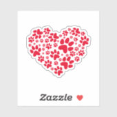 Sticker Coeur Empreinte de patte (Feuille)