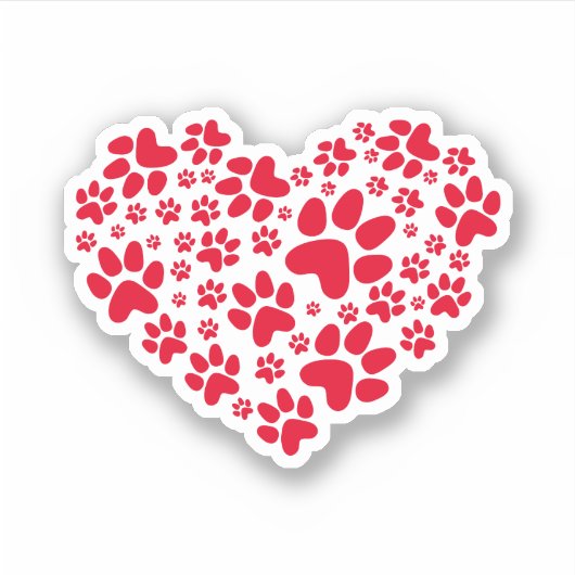 Sticker Coeur Empreinte de patte (Devant)