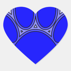 Sticker Cœur Empreinte de patte de chien en bleu avec contours