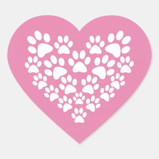 Sticker Cœur Empreinte de patte rose de coeur mignon (Devant)