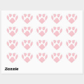 Sticker Cœur Empreinte de patte Tartan Rose Et Blanc (Feuille)