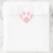 Sticker Cœur Empreinte de patte Tartan Rose Et Blanc (Sac)