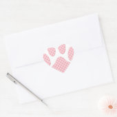 Sticker Cœur Empreinte de patte Tartan Rose Et Blanc (Enveloppe)