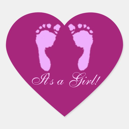 Sticker Cœur Empreintes bébé (Fille) (Devant)