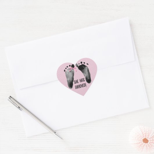 Sticker Cœur Empreintes bébé fille avec mâchoire (Enveloppe)