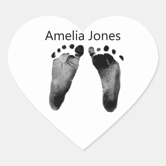 Sticker Cœur Empreintes Bébé Sur Blanc (Devant)