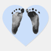 Sticker Cœur Empreintes Bébé Sur Bleu (Devant)