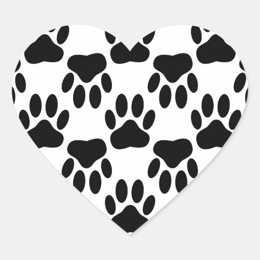 Sticker Cœur Empreintes de pattes de chiens haut et bas (Devant)