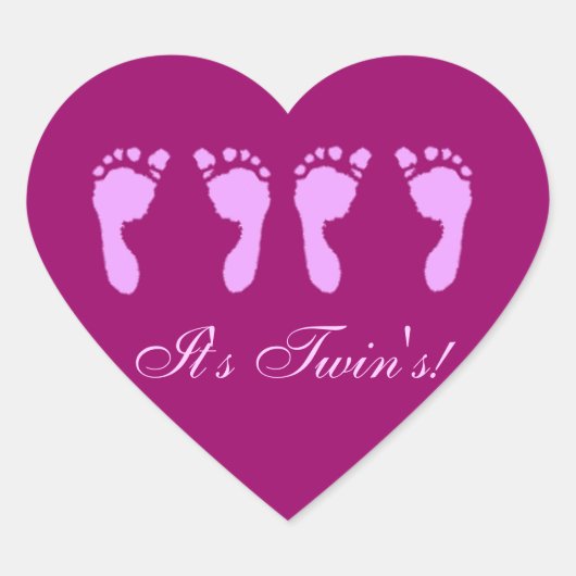 Sticker Cœur Empreintes pour bébés (Jumeaux pour filles) (Devant)