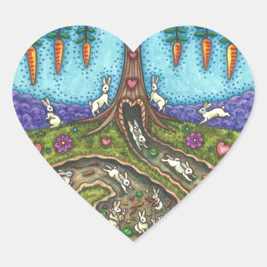STICKER CŒUR EN BAS DU TROU DE RABBIT, CARROT WILLOE TREE FOLK  (Devant)