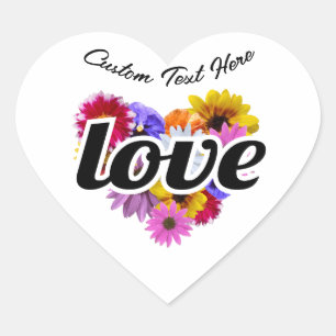 Sticker Cœur En Fleur - Amour Coeur En Forme De Bouquet Floral
