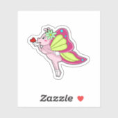 Sticker Coeur en fleurs papillon (Feuille)
