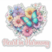 STICKER COEUR EN HARMONIE, AFFIRMATION POSITIVE QUOTIDIENN (Devant)