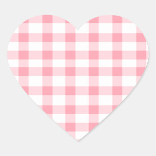 Sticker Cœur En vichy rose