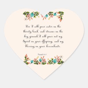 Sticker Cœur Encourager les vers bibliques Art - Ésaïe 44:3
