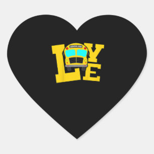 Sticker Cœur Enfants de retour à l'école, Design École Bus c