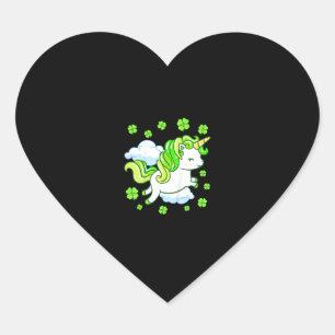 Sticker Cœur Enfants Jour de la Saint Patrick Unicorn Girls Tod