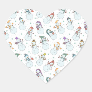 Sticker Cœur Enfants Noël mignon Snowman en Casquette