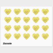 Sticker Cœur "Enregistrer la date" Curls sur Jaune Personnalisé (Feuille)