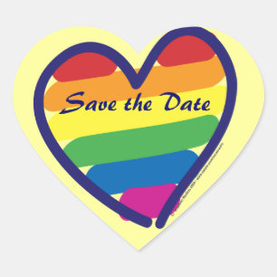 Sticker Cœur Enregistrer la date/Mariage gay lesbien