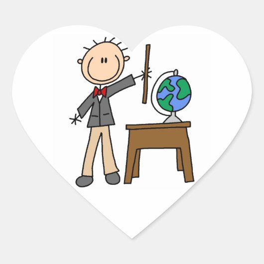 Sticker Cœur Enseignant avec globe (Devant)