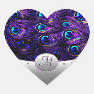 Sticker Cœur Enveloppe Faire-part de mariage Peacock violet