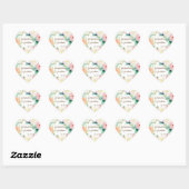 Sticker Cœur Enveloppe Sceau Simple Moderne Aquarelle Rose Flor (Feuille)
