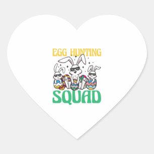 Sticker Cœur Escouade de chasse aux oeufs Pâques amusant enfant