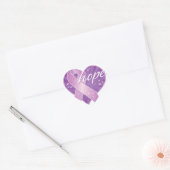 Sticker Cœur espoir en ruban violet (Enveloppe)