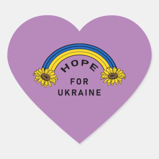 Sticker Cœur Espoir pour l'Ukraine Tournesols et Arc en ciel (Devant)