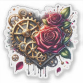 Sticker Coeur et Roses Steampunk (Devant)