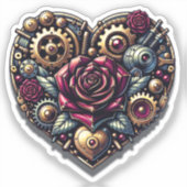 Sticker Coeur et Roses Steampunk (Recto)